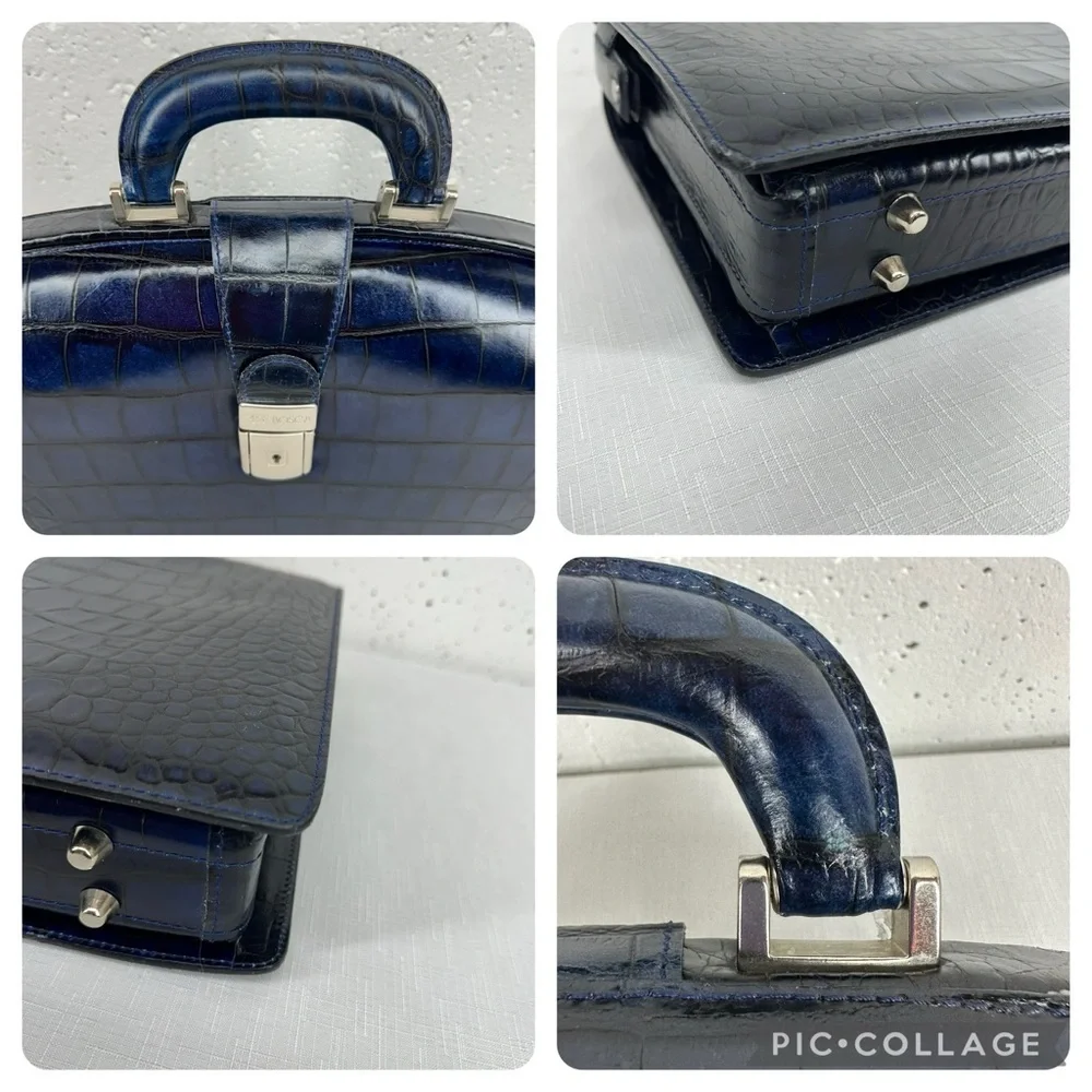 Bosca Blue Alligator Leather Partners Briefcase and Key - Picture 16 of 16